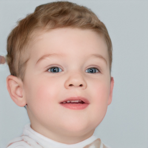 Neutral white child male with short  brown hair and blue eyes