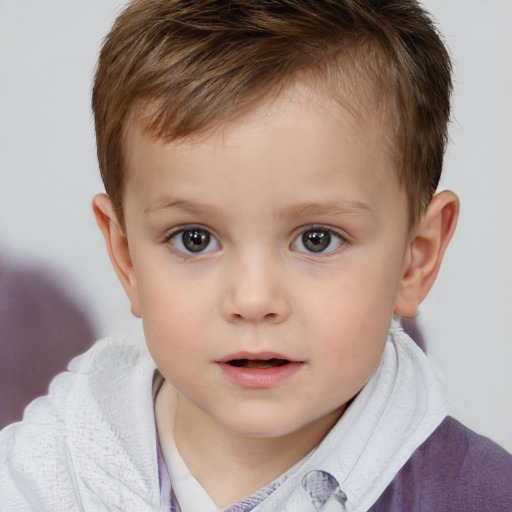 Neutral white child male with short  brown hair and brown eyes