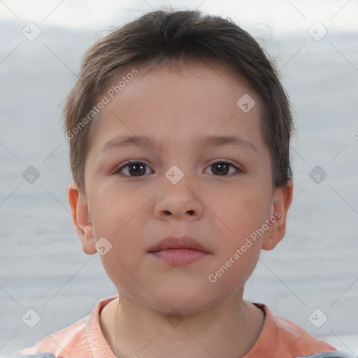 Neutral white child female with short  brown hair and brown eyes