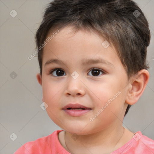 Neutral white child male with short  brown hair and brown eyes