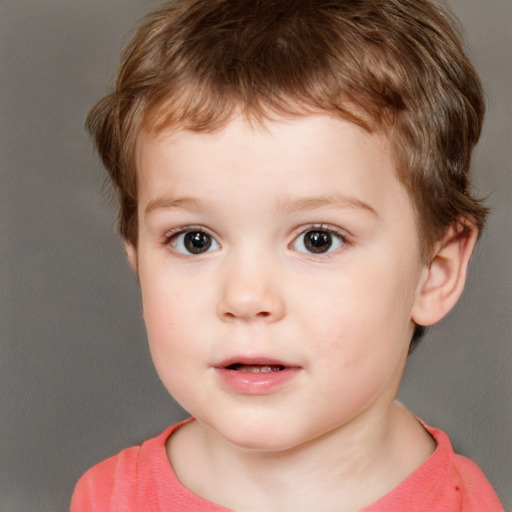 Neutral white child male with short  brown hair and brown eyes