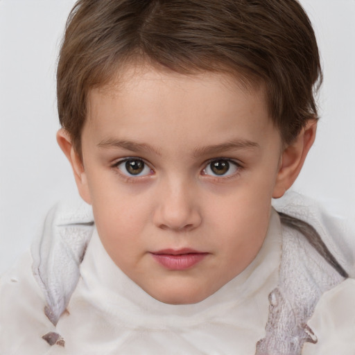 Neutral white child female with short  brown hair and brown eyes