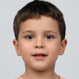 Neutral white child male with short  brown hair and brown eyes