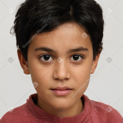 Neutral white child female with short  brown hair and brown eyes