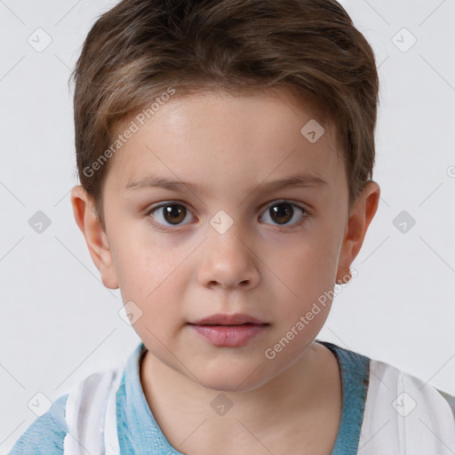 Neutral white child male with short  brown hair and brown eyes