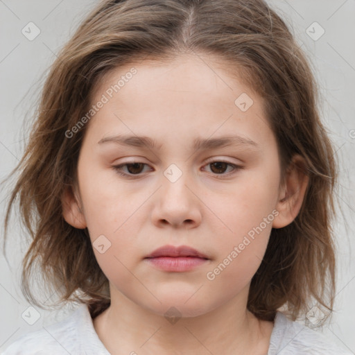 Neutral white child female with medium  brown hair and brown eyes