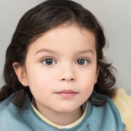 Neutral white child female with medium  brown hair and brown eyes