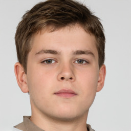 Neutral white child male with short  brown hair and brown eyes