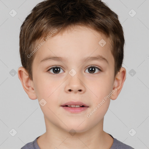 Neutral white child male with short  brown hair and brown eyes