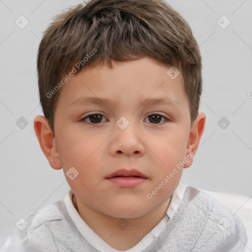 Neutral white child male with short  brown hair and brown eyes