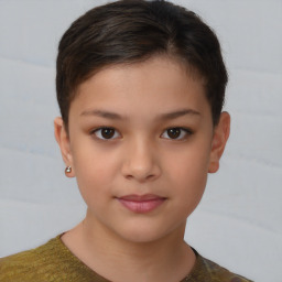 Neutral white child female with short  brown hair and brown eyes