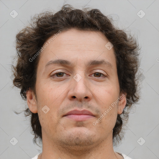 Neutral white adult male with short  brown hair and brown eyes