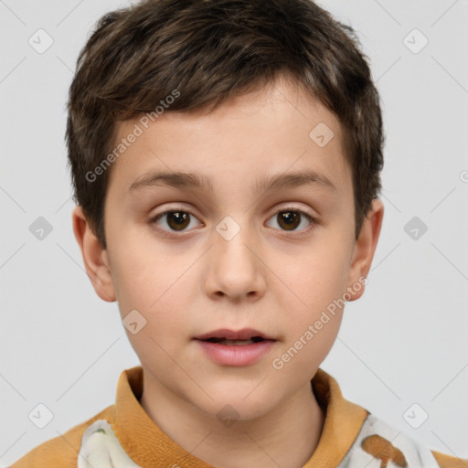 Neutral white child male with short  brown hair and brown eyes