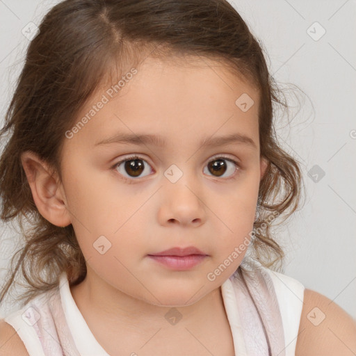 Neutral white child female with medium  brown hair and brown eyes