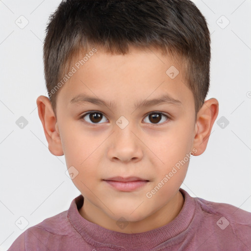 Neutral white child male with short  brown hair and brown eyes