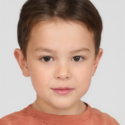 Neutral white child female with short  brown hair and brown eyes