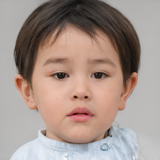 Neutral white child female with short  brown hair and brown eyes