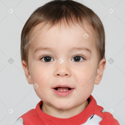 Neutral white child male with short  brown hair and brown eyes