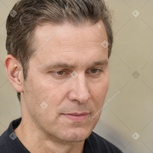 Neutral white adult male with short  brown hair and brown eyes