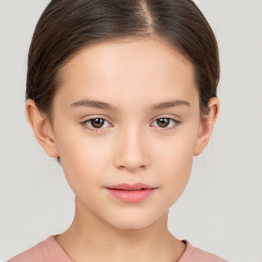 Neutral white child female with short  brown hair and brown eyes