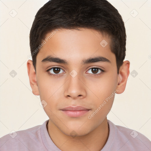 Neutral white child male with short  brown hair and brown eyes