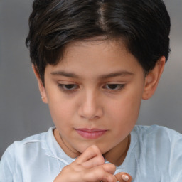 Neutral white child female with short  brown hair and brown eyes