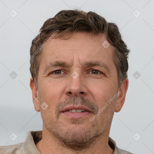 Neutral white adult male with short  brown hair and brown eyes