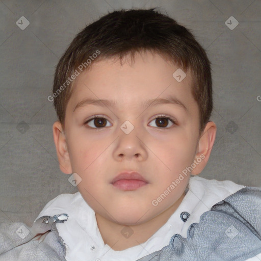 Neutral white child male with short  brown hair and brown eyes