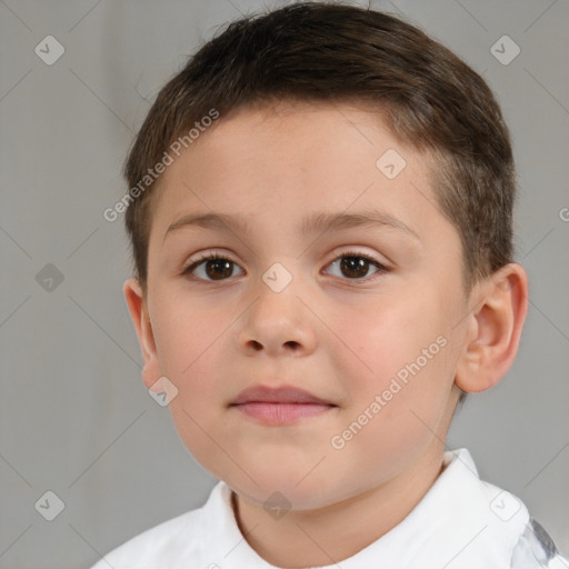 Neutral white child male with short  brown hair and brown eyes