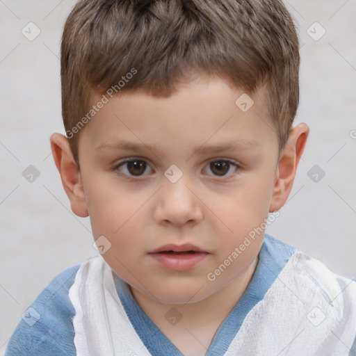 Neutral white child male with short  brown hair and brown eyes