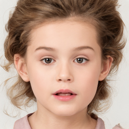 Neutral white child female with medium  brown hair and brown eyes