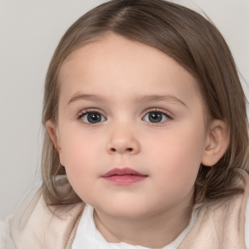 Neutral white child female with medium  brown hair and brown eyes