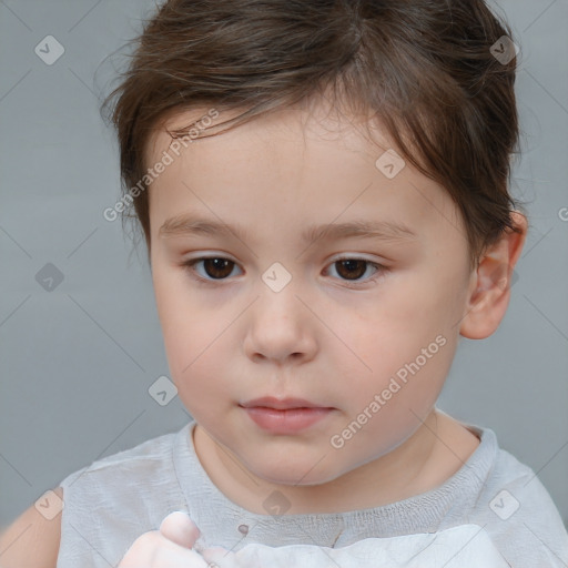 Neutral white child male with short  brown hair and brown eyes