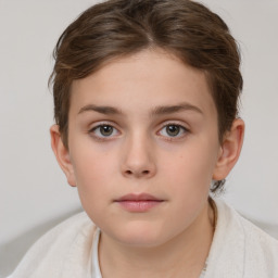 Neutral white child female with short  brown hair and brown eyes