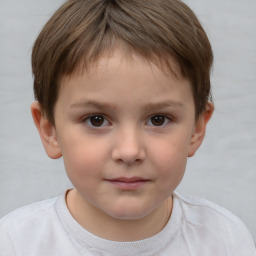 Neutral white child female with short  brown hair and brown eyes