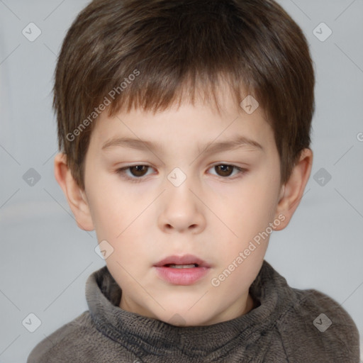 Neutral white child male with short  brown hair and brown eyes