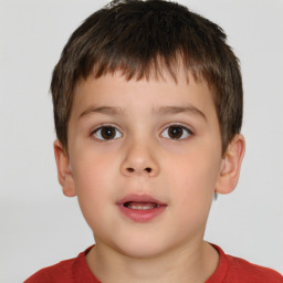 Neutral white child male with short  brown hair and brown eyes