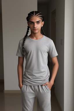 Bahraini teenager boy with  gray hair