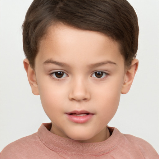 Neutral white child female with short  brown hair and brown eyes