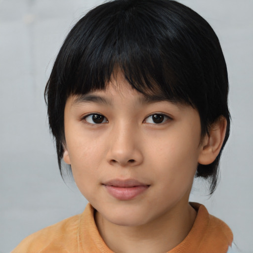 Neutral asian young-adult female with medium  black hair and brown eyes