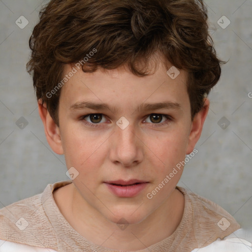 Neutral white child male with short  brown hair and brown eyes