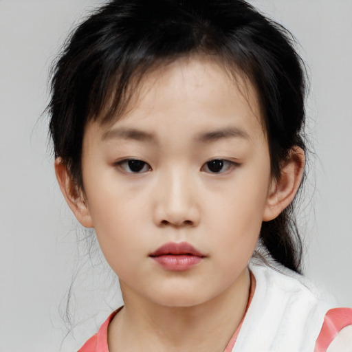 Neutral white child female with medium  brown hair and brown eyes