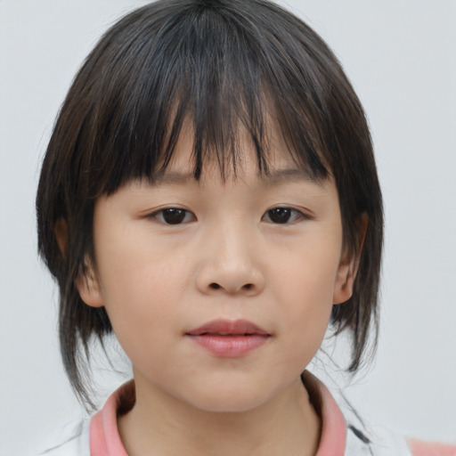 Neutral asian child female with medium  brown hair and brown eyes