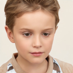 Neutral white child female with short  brown hair and brown eyes