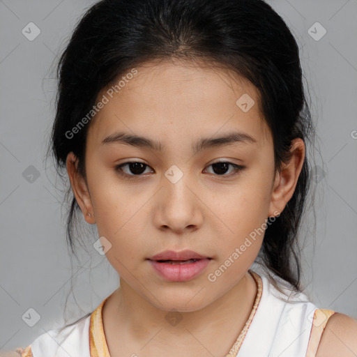 Neutral white child female with medium  brown hair and brown eyes