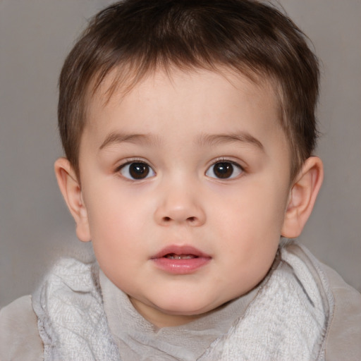 Neutral white child male with short  brown hair and brown eyes