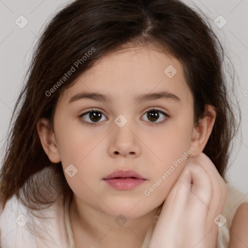 Neutral white child female with medium  brown hair and brown eyes