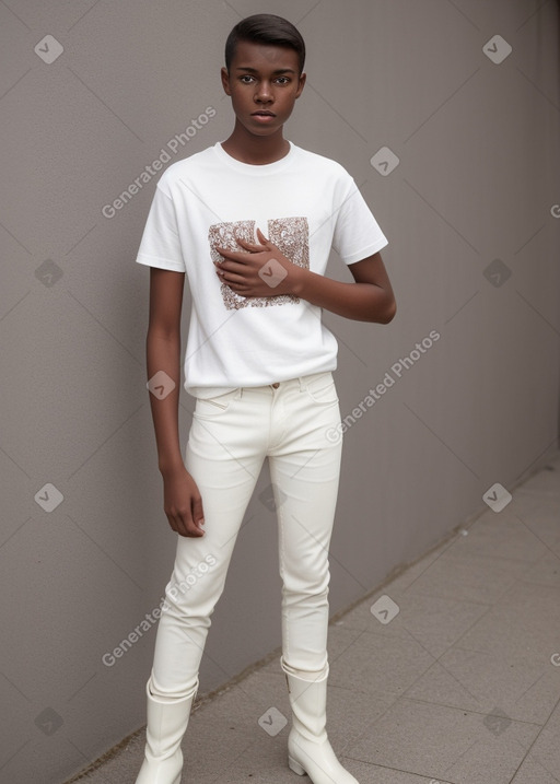 Teenager male with  white hair