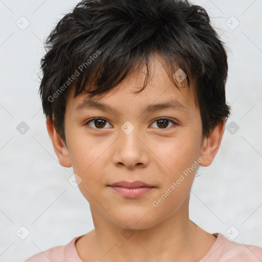 Neutral white child male with short  brown hair and brown eyes