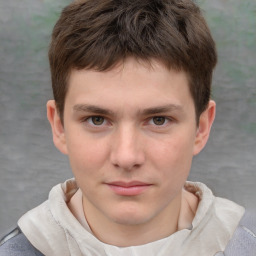 Neutral white child male with short  brown hair and grey eyes